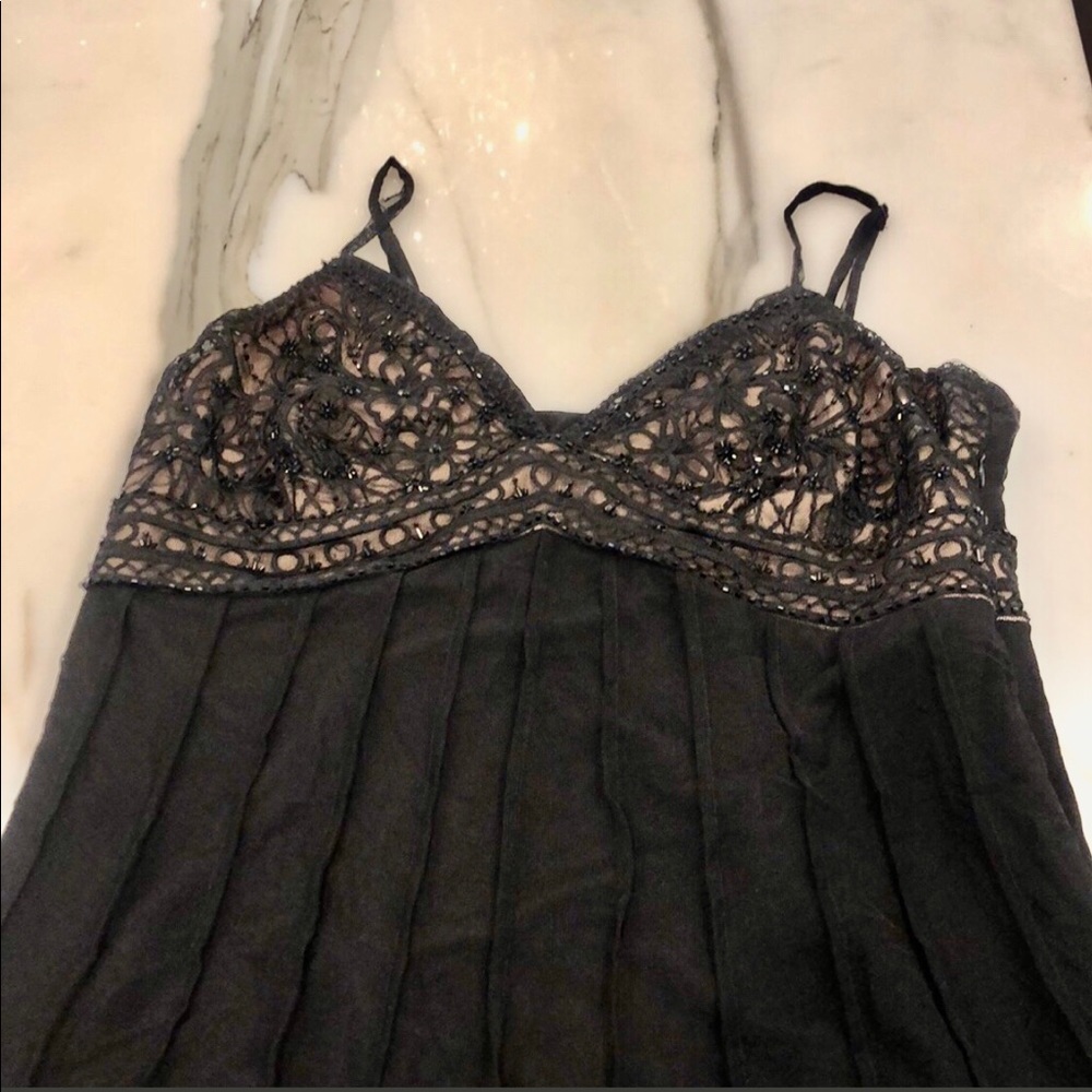 Stunning Black Dress Top with Beaded Bust,sz 10